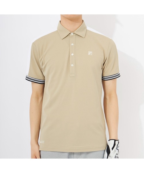 FILA GOLF(フィラゴルフ )の「FILA GOLF/フィラゴルフ ゴルフウェア 吸汗速乾 UVカット 切替ライン ハーフボタンダウン 半袖 シャツ ポロシャツ(ポロシャツ・メンズ・ホワイト/ブラック/ベージュ/ピンク・M/L/LL/3L)」の14枚目の写真