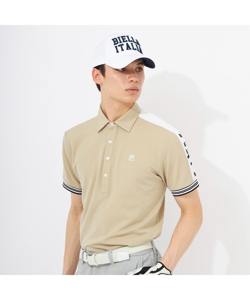 FILA GOLF(フィラゴルフ )の「FILA GOLF/フィラゴルフ ゴルフウェア 吸汗速乾 UVカット 切替ライン ハーフボタンダウン 半袖 シャツ ポロシャツ(ポロシャツ・メンズ・ホワイト/ブラック/ベージュ/ピンク・M/L/LL/3L)」の11枚目の写真