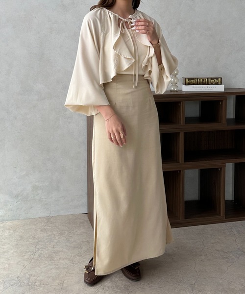 apres jour clair(アプレジュールクレア)の「【apres jour clair】ロングスリーブボレロブラウス【ZOZOTOWN限定アイテム】(シャツ/ブラウス・レディース・アイボリー/ベージュ・フリー/X-LARGE)」の7枚目の写真