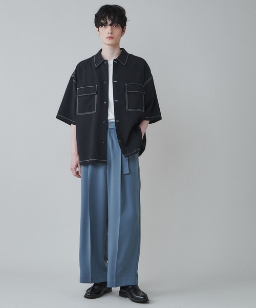 LUCY（ルーシー）の「LUCY/【セットアップ対応】イージーケア フラップポケットBIGシャツ（シャツ/ブラウス・メンズ・ブラック/ブルー/ライトグレー/ブラック系その他・MEDIUM/LARGE）」の6枚目の写真