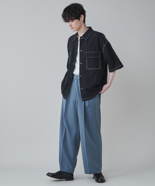 LUCY（ルーシー）の「LUCY/【セットアップ対応】イージーケア フラップポケットBIGシャツ（シャツ/ブラウス・メンズ・ブラック/ブルー/ライトグレー/ブラック系その他・MEDIUM/LARGE）」の13枚目の写真