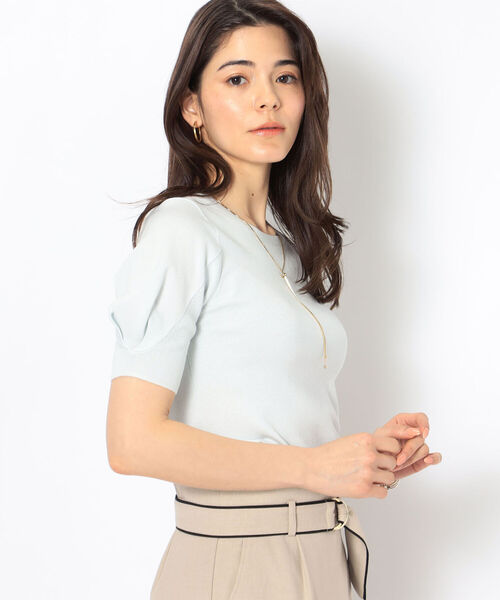 NOLLEY’S Sophi（ノーリーズソフィ）の「《手洗い可能》シャィニーパフショルショートスリーブプルオーバーニット（ニット/セーター・レディース・ベージュ/オフホワイト/サックスブルー/ベビーピンク・38）」の3枚目の写真