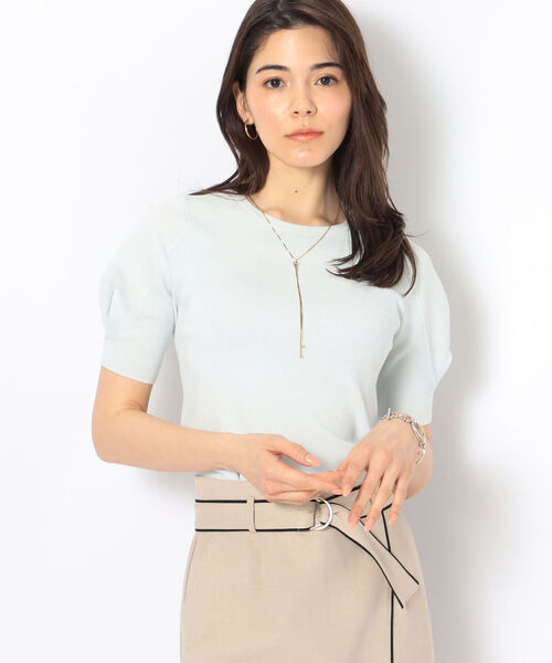 NOLLEY’S Sophi（ノーリーズソフィ）の「《手洗い可能》シャィニーパフショルショートスリーブプルオーバーニット（ニット/セーター・レディース・ベージュ/オフホワイト/サックスブルー/ベビーピンク・38）」の9枚目の写真