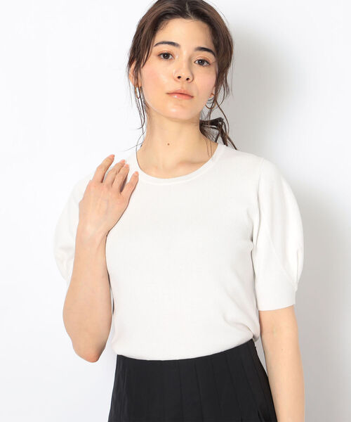 NOLLEY’S Sophi（ノーリーズソフィ）の「《手洗い可能》シャィニーパフショルショートスリーブプルオーバーニット（ニット/セーター・レディース・ベージュ/オフホワイト/サックスブルー/ベビーピンク・38）」の22枚目の写真