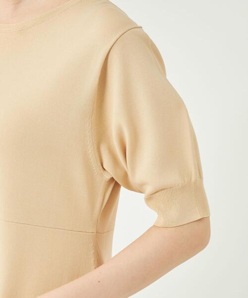 キリカエニットフレアショートスリーブワンピース-ウォッシャブル-