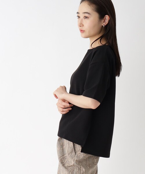 OPAQUE.CLIP（オペークドットクリップ）の「◆ボートネックサイドスリットカットソー【洗濯機洗い可】（Tシャツ/カットソー・レディース・ライトベージュ/ブラック/ダークグリーン/オフホワイト・40/42/38）」の20枚目の写真