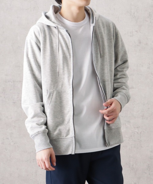 NAVY（ネイビー）の「NAVY 裏毛ジップアップスウェットパーカー（パーカー・メンズ・グレー/グリーン/ブルー/ホワイト/レッド/ブラック・M/L/XL）」の3枚目の写真