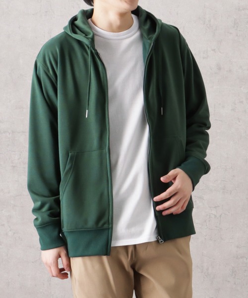 NAVY（ネイビー）の「NAVY 裏毛ジップアップスウェットパーカー（パーカー・メンズ・グレー/グリーン/ブルー/ホワイト/レッド/ブラック・M/L/XL）」の4枚目の写真