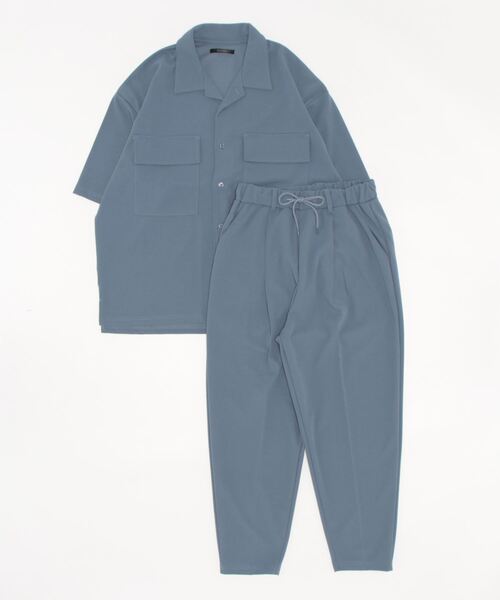 VIBGYOR（ヴィブジョー）の「【VIBGYOR BY AS】梨地半袖オープンシャツ＆テーパード(BL)（Tシャツ/カットソー・メンズ・ブラック/チャコールグレー/グレイッシュベージュ/ブルー・LARGE/MEDIUM）」の4枚目の写真