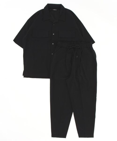 VIBGYOR（ヴィブジョー）の「【VIBGYOR BY AS】梨地半袖オープンシャツ＆テーパード(BL)（Tシャツ/カットソー・メンズ・ブラック/チャコールグレー/グレイッシュベージュ/ブルー・LARGE/MEDIUM）」の2枚目の写真