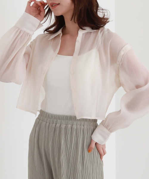 archives(アルシーヴ)の「シアーマルチWAY袖取外しシャツ(シャツ/ブラウス・レディース・ブルー/アイボリー/ブラック/ピンク・MEDIUM)」の2枚目の写真