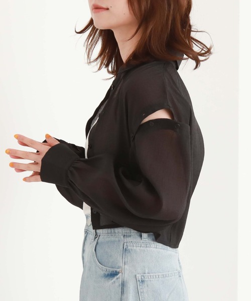 archives(アルシーヴ)の「シアーマルチWAY袖取外しシャツ(シャツ/ブラウス・レディース・ブルー/アイボリー/ブラック/ピンク・MEDIUM)」の1枚目の写真