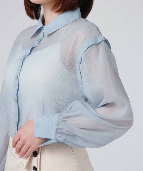 archives(アルシーヴ)の「シアーマルチWAY袖取外しシャツ(シャツ/ブラウス・レディース・ブルー/アイボリー/ブラック/ピンク・MEDIUM)」の5枚目の写真