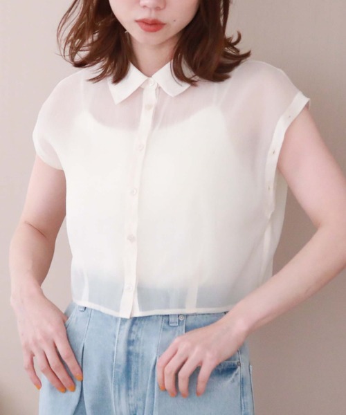 archives(アルシーヴ)の「シアーマルチWAY袖取外しシャツ(シャツ/ブラウス・レディース・ブルー/アイボリー/ブラック/ピンク・MEDIUM)」の12枚目の写真