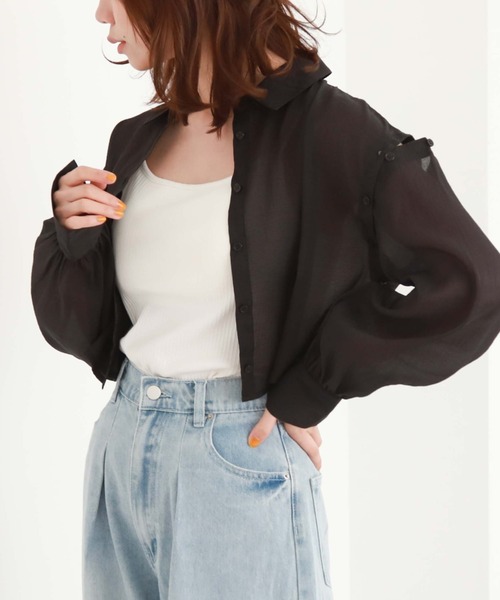 archives(アルシーヴ)の「シアーマルチWAY袖取外しシャツ(シャツ/ブラウス・レディース・ブルー/アイボリー/ブラック/ピンク・MEDIUM)」の16枚目の写真