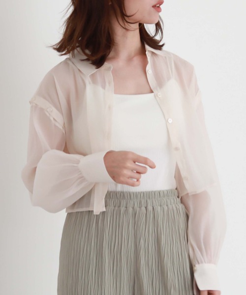 archives(アルシーヴ)の「シアーマルチWAY袖取外しシャツ(シャツ/ブラウス・レディース・ブルー/アイボリー/ブラック/ピンク・MEDIUM)」の8枚目の写真