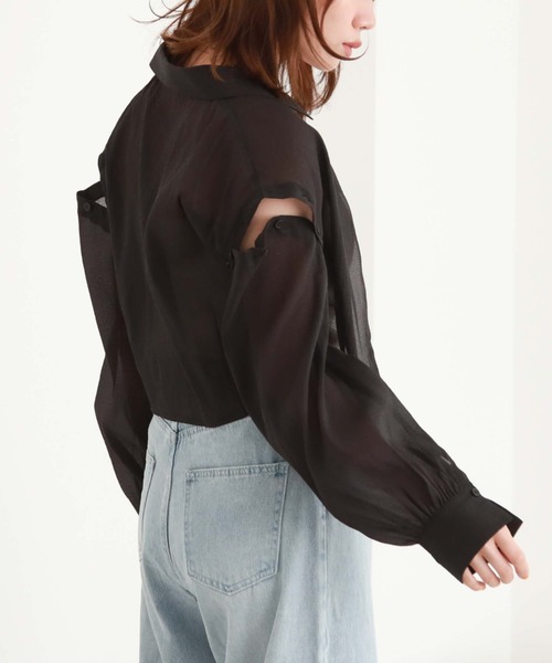 archives(アルシーヴ)の「シアーマルチWAY袖取外しシャツ(シャツ/ブラウス・レディース・ブルー/アイボリー/ブラック/ピンク・MEDIUM)」の17枚目の写真