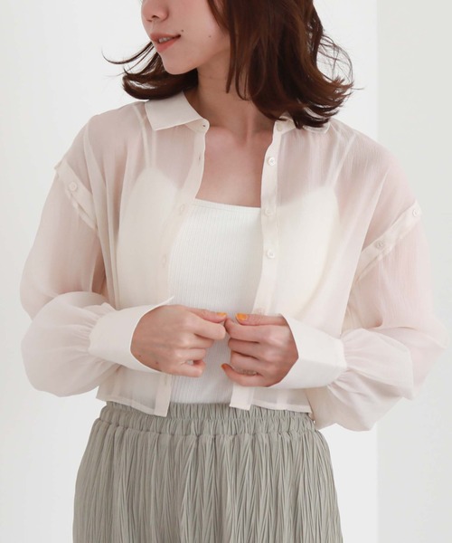 archives(アルシーヴ)の「シアーマルチWAY袖取外しシャツ(シャツ/ブラウス・レディース・ブルー/アイボリー/ブラック/ピンク・MEDIUM)」の7枚目の写真