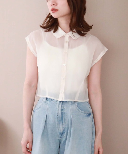 archives(アルシーヴ)の「シアーマルチWAY袖取外しシャツ(シャツ/ブラウス・レディース・ブルー/アイボリー/ブラック/ピンク・MEDIUM)」の14枚目の写真