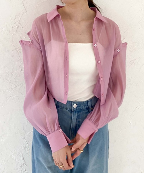 archives(アルシーヴ)の「シアーマルチWAY袖取外しシャツ(シャツ/ブラウス・レディース・ブルー/アイボリー/ブラック/ピンク・MEDIUM)」の22枚目の写真