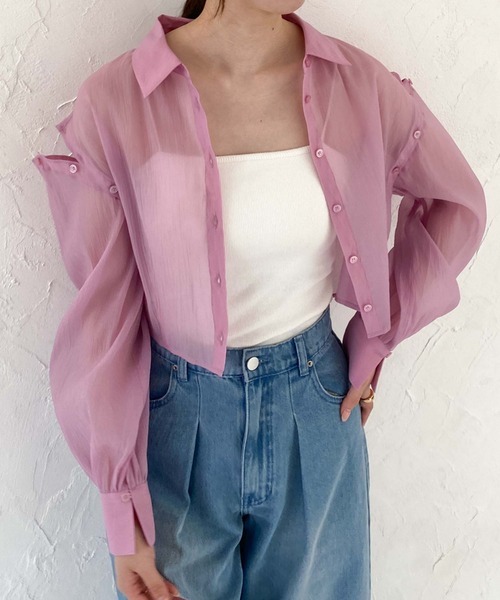 archives(アルシーヴ)の「シアーマルチWAY袖取外しシャツ(シャツ/ブラウス・レディース・ブルー/アイボリー/ブラック/ピンク・MEDIUM)」の21枚目の写真