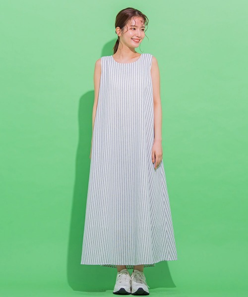 【爽やかでヘルシーな大人ワンピ】バックリボンノースリワンピース《手洗い可能》