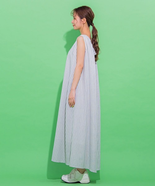 【爽やかでヘルシーな大人ワンピ】バックリボンノースリワンピース《手洗い可能》