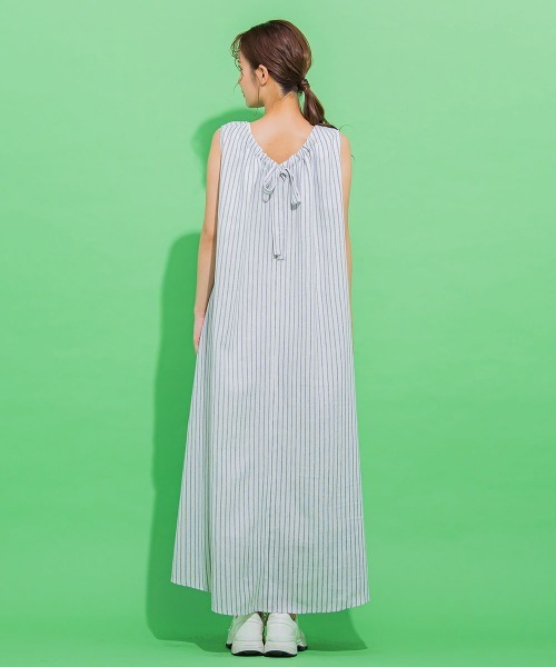 【爽やかでヘルシーな大人ワンピ】バックリボンノースリワンピース《手洗い可能》
