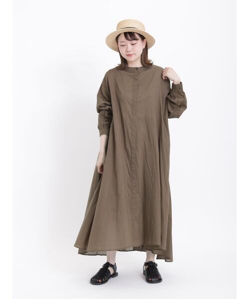 Samansa Mos2（サマンサ モスモス）の「インドボイルバンドカラー比翼ワンピース（ワンピース・レディース・オフホワイト/ブラック/イエロー/モカ・ﾌﾘ-）」の17枚目の写真