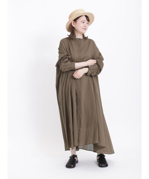 Samansa Mos2（サマンサ モスモス）の「インドボイルバンドカラー比翼ワンピース（ワンピース・レディース・オフホワイト/ブラック/イエロー/モカ・ﾌﾘ-）」の18枚目の写真