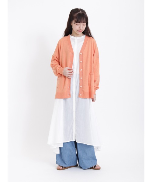 Samansa Mos2（サマンサ モスモス）の「インドボイルバンドカラー比翼ワンピース（ワンピース・レディース・オフホワイト/ブラック/イエロー/モカ・ﾌﾘ-）」の9枚目の写真