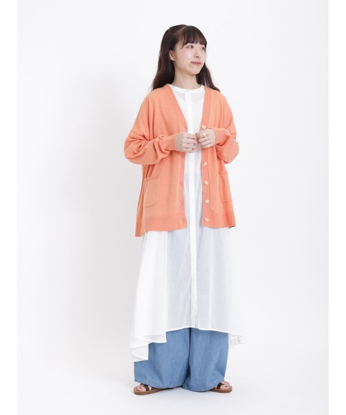 Samansa Mos2（サマンサ モスモス）の「インドボイルバンドカラー比翼ワンピース（ワンピース・レディース・オフホワイト/ブラック/イエロー/モカ・ﾌﾘ-）」の10枚目の写真