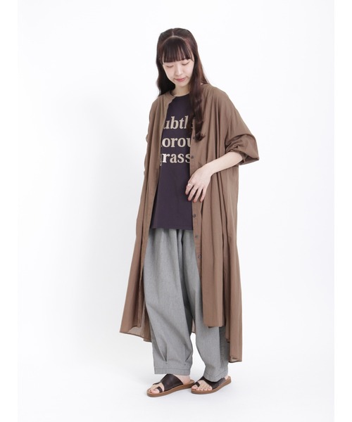 Samansa Mos2（サマンサ モスモス）の「インドボイルバンドカラー比翼ワンピース（ワンピース・レディース・オフホワイト/ブラック/イエロー/モカ・ﾌﾘ-）」の14枚目の写真