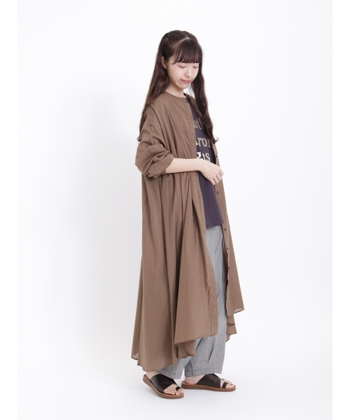 Samansa Mos2（サマンサ モスモス）の「インドボイルバンドカラー比翼ワンピース（ワンピース・レディース・オフホワイト/ブラック/イエロー/モカ・ﾌﾘ-）」の15枚目の写真