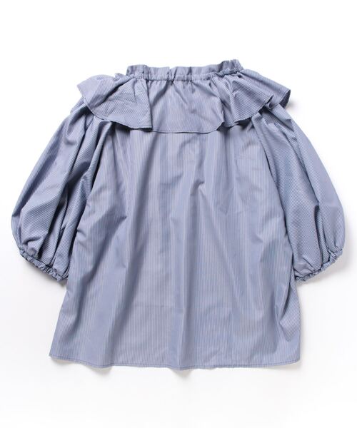 JUMELLE（ジュメロ）の「ストライプフリルＢＬ（シャツ/ブラウス・レディース・ピンク/ネイビー・M）」の3枚目の写真