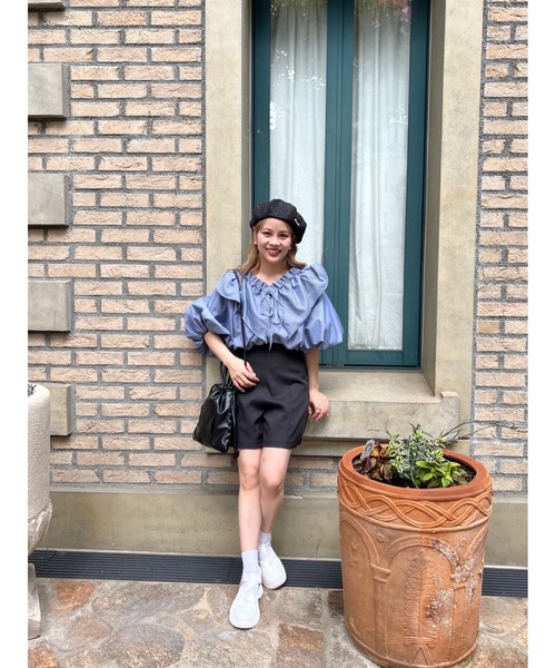 JUMELLE（ジュメロ）の「ストライプフリルＢＬ（シャツ/ブラウス・レディース・ピンク/ネイビー・M）」の4枚目の写真