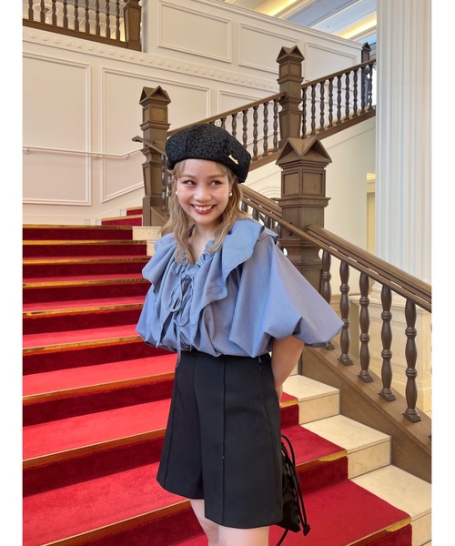 JUMELLE（ジュメロ）の「ストライプフリルＢＬ（シャツ/ブラウス・レディース・ピンク/ネイビー・M）」の10枚目の写真