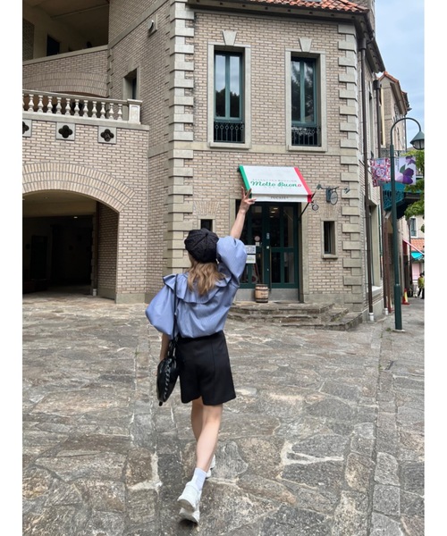 JUMELLE（ジュメロ）の「ストライプフリルＢＬ（シャツ/ブラウス・レディース・ピンク/ネイビー・M）」の14枚目の写真