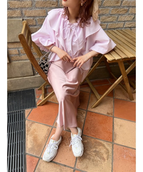 JUMELLE（ジュメロ）の「ストライプフリルＢＬ（シャツ/ブラウス・レディース・ピンク/ネイビー・M）」の22枚目の写真