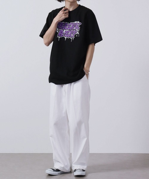 MODISH GAZE(モディシュガゼ)の「MODISH GAZE 7.4スーパーヘビーオンス 発泡プリント グラフィック 半袖Tシャツ BREAK BEAT(Tシャツ/カットソー・メンズ・ライトブルー/ブラック/ホワイト・XL/M/L)」の7枚目の写真