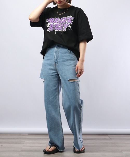 MODISH GAZE(モディシュガゼ)の「MODISH GAZE 7.4スーパーヘビーオンス 発泡プリント グラフィック 半袖Tシャツ BREAK BEAT(Tシャツ/カットソー・メンズ・ライトブルー/ブラック/ホワイト・XL/M/L)」の14枚目の写真