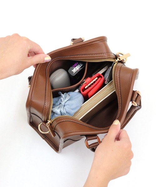 MIAN （ミアン）の「2wayスクエアハンドバッグ（ハンドバッグ・レディース・ブラック/アイボリー/ボルドー/ブラウン・FREE）」の10枚目の写真