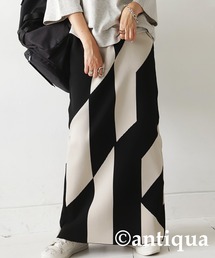 antiqua | 一点投入で映える！幾何学柄タイトニットスカート(スカート)