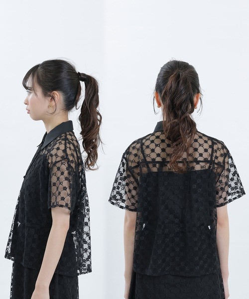 MARY QUANT（マリークワント）の「モノグラムチュールレース ブラウス 