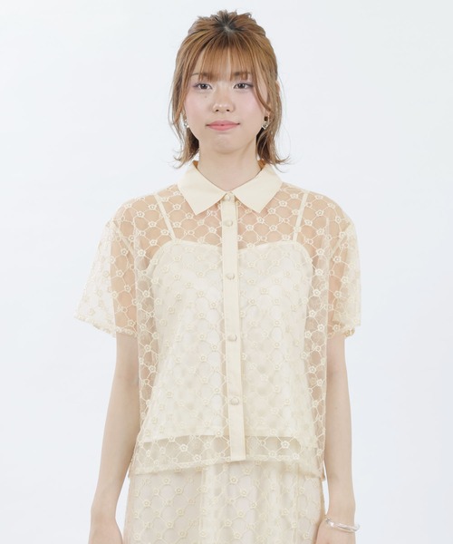 MARY QUANT（マリークワント）の「モノグラムチュールレース ブラウス 
