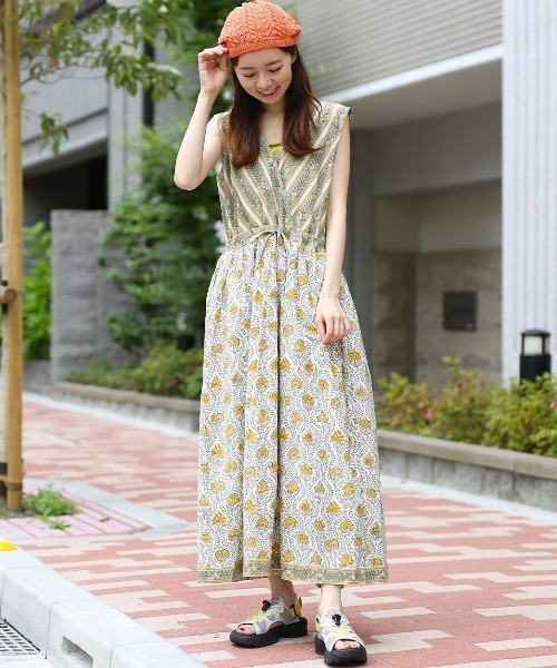 Shanti Shanti ブロックプリント ディンティノースリワンピ【WEB限定】（ワンピース）｜チチカカ（チチカカ）