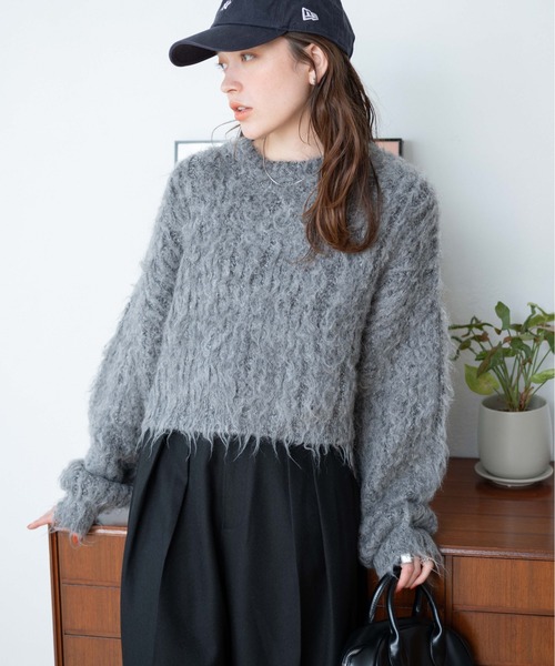 WEGO（ウィゴー）の「WEGO/ブラッシュニットショートプルオーバー（ニット/セーター・レディース・イエロー/ダークグリーン/ベージュ/ダークグレー/ホワイト/ライトグレー/グリーン/ブルー系その他・FREE）」の15枚目の写真