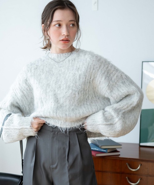 WEGO（ウィゴー）の「WEGO/ブラッシュニットショートプルオーバー（ニット/セーター・レディース・イエロー/ダークグリーン/ベージュ/ダークグレー/ホワイト/ライトグレー/グリーン/ブルー系その他・FREE）」の12枚目の写真