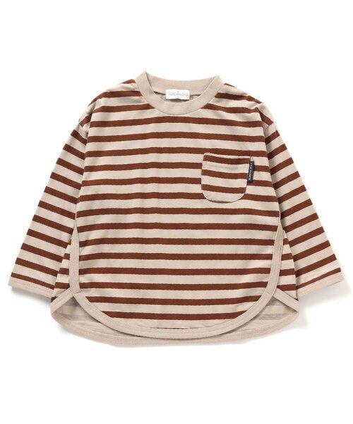 Ampersand（アンパサンド）の「ゆったりシンプルロングスリーブTシャツ（Tシャツ/カットソー・キッズ・チャコール/グリーン/ブラウン/レッド/ブラック/パープル・80/90/95/100/110/120/130/140）」の3枚目の写真