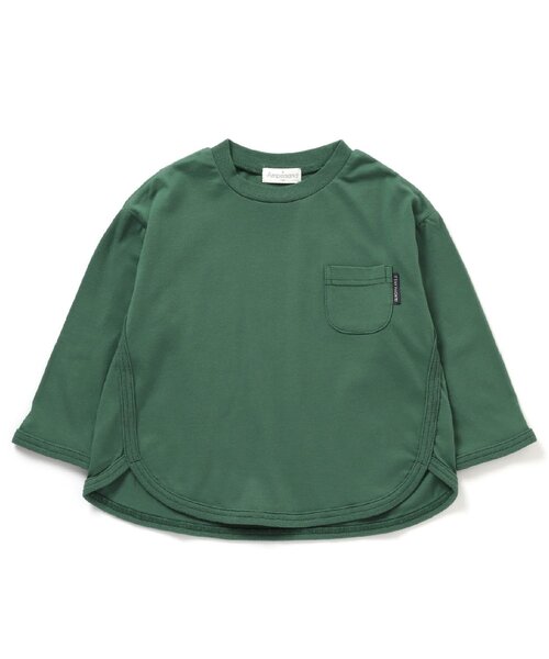 Ampersand（アンパサンド）の「ゆったりシンプルロングスリーブTシャツ（Tシャツ/カットソー・キッズ・チャコール/グリーン/ブラウン/レッド/ブラック/パープル・80/90/95/100/110/120/130/140）」の4枚目の写真